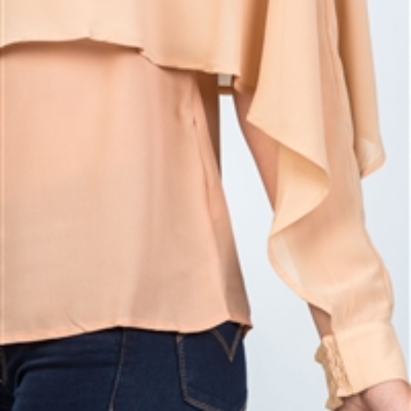 CAPE SLEEVE LAYERED BLOUSE - Picture 4 of 5